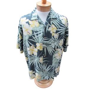 Bungalow Brand Mens Shirt Size L SS Short sleeve button front Hawaiian SILK